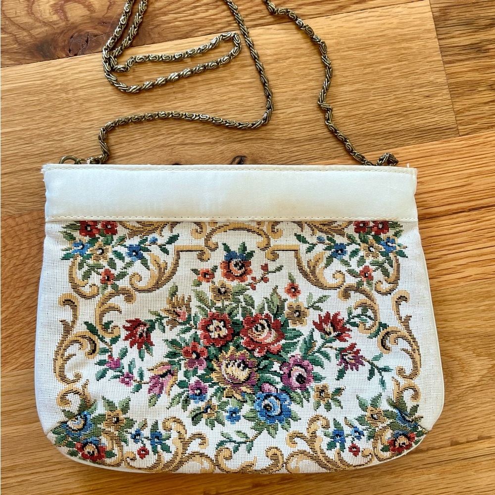 Vintage Waldorf Floral Tapestry Clutch Purse